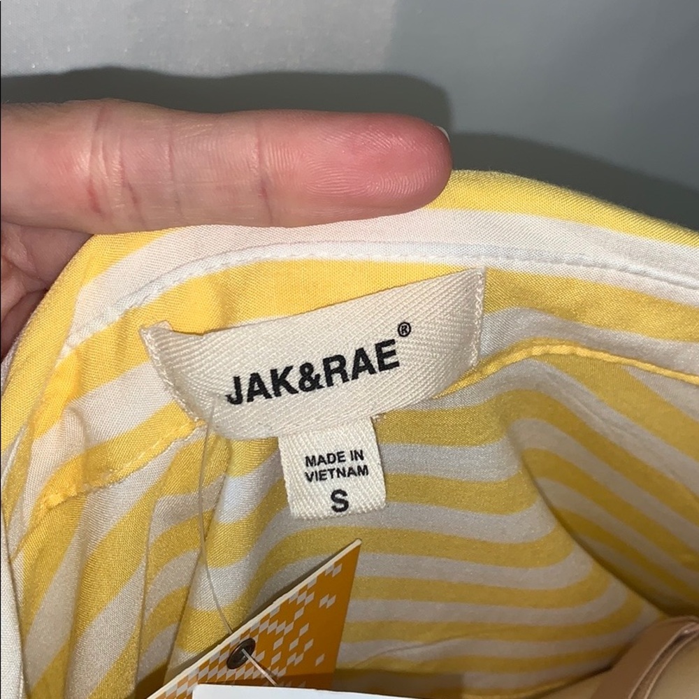 Jak & Rae Yellow/Wht Striped Button Front Size S - Picture 5 of 7